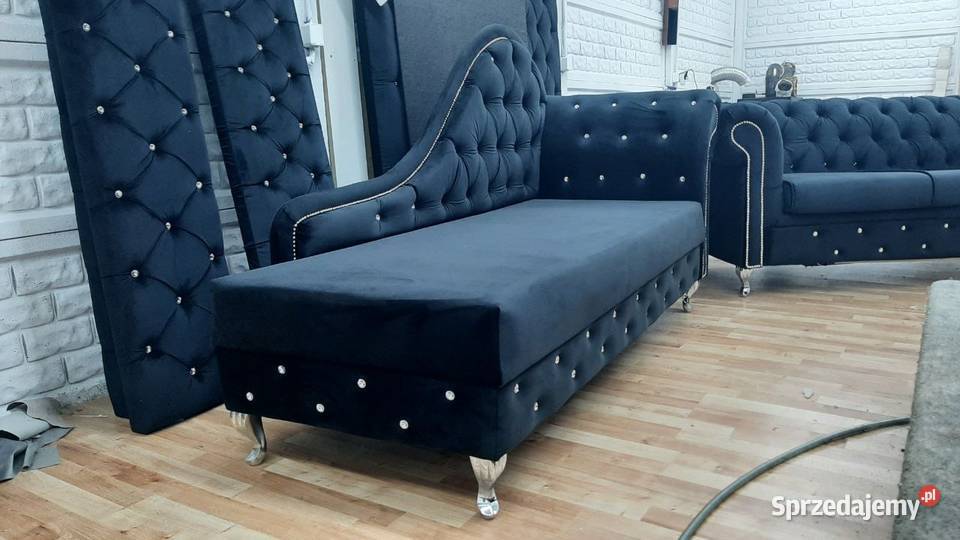 Szezlag sofa pufa chesterfield glamour głęboki pik glamour