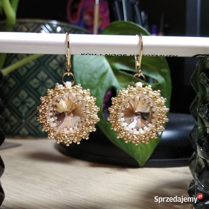 Kolczyki handmade ze szklanych koralików kolor Kolbuszowa