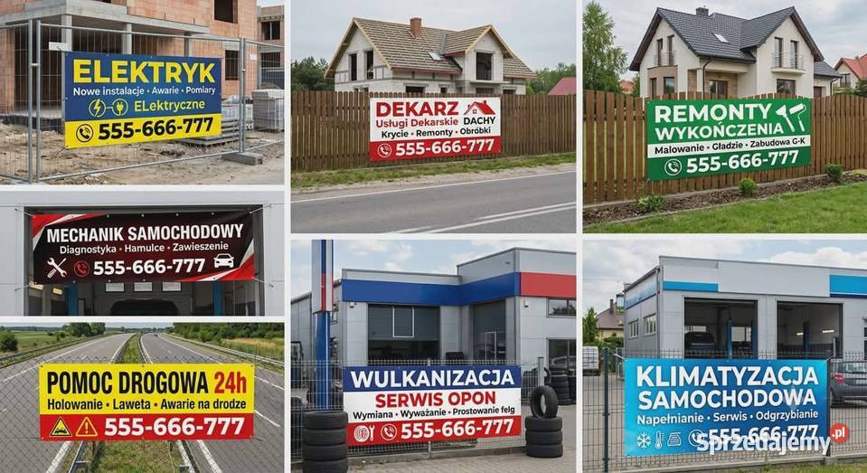 Baner reklamowy BUDOWLANKI i MECHANIKI Gotowy w Piaseczno
