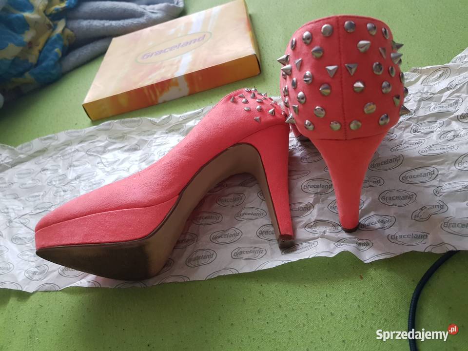 NOWE Buty na obcasie koralowe łososiowe kolce Półbuty Wrocław