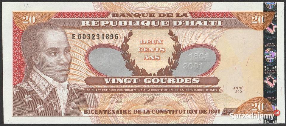 Haiti	20 gourdes 2001 stan bankowy UNC Łódź