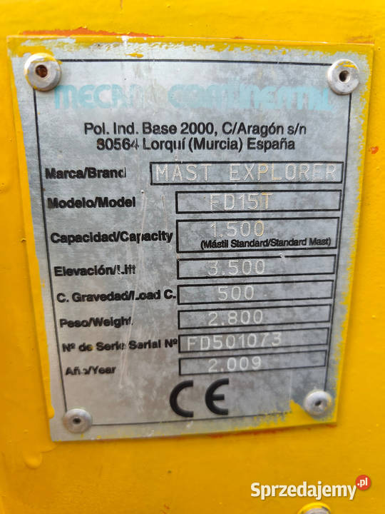 Wózek widłowy Diesel Mast Explorer FD15T 2009r Strzyżew