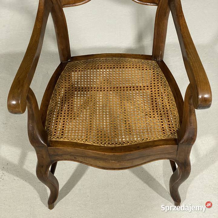 Fotel stylowy z rafią orzech Budno