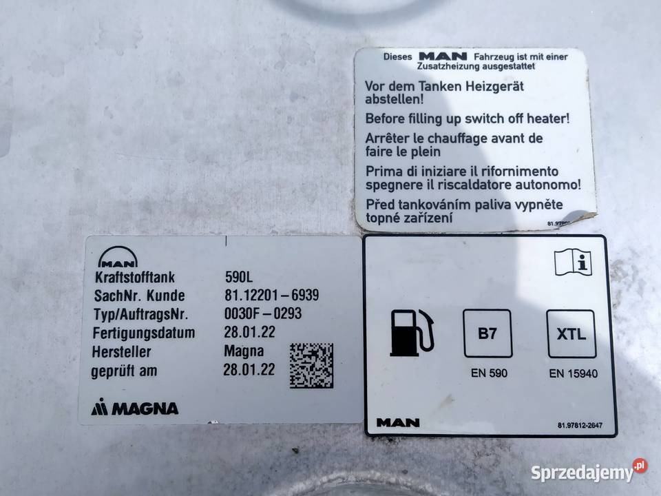MAN TGX TGS TG3 ZBIORNIK PALIWA 590l 160X68X63