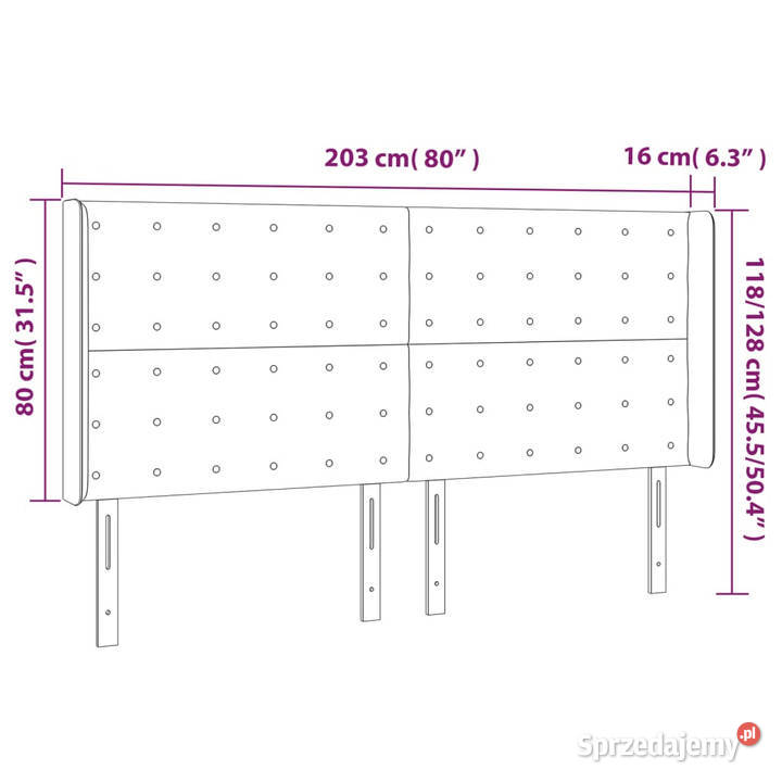 Zagłówek do łóżka z LED czarny 203x16x118128 Warszawa