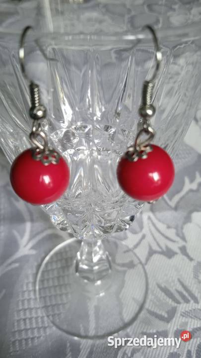 POSREBRZANE KOLCZYKI Z CZERWONĄ JARZĘBINĄ Piła