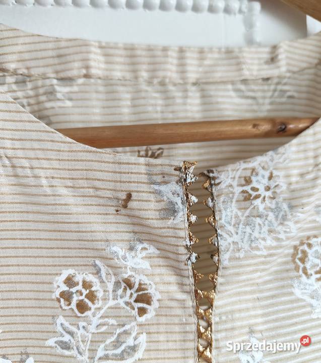 Indyjski komplet S 36 beżowy złoty malowany brązowy/beżowy