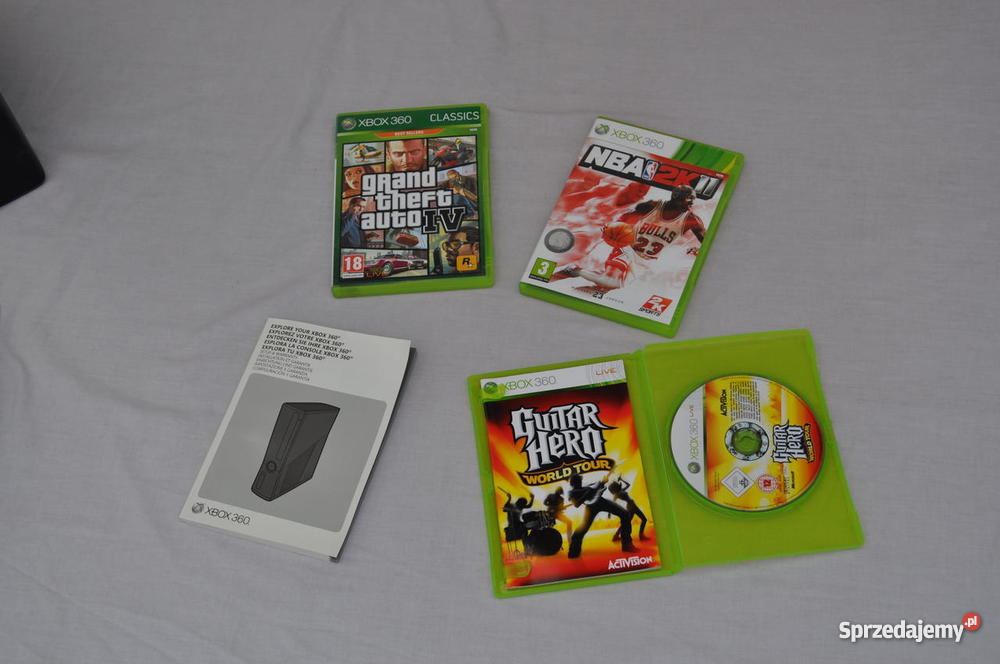 Xbox 360 elite black 3gry gitara pad kable Zieleniewo sprzedam