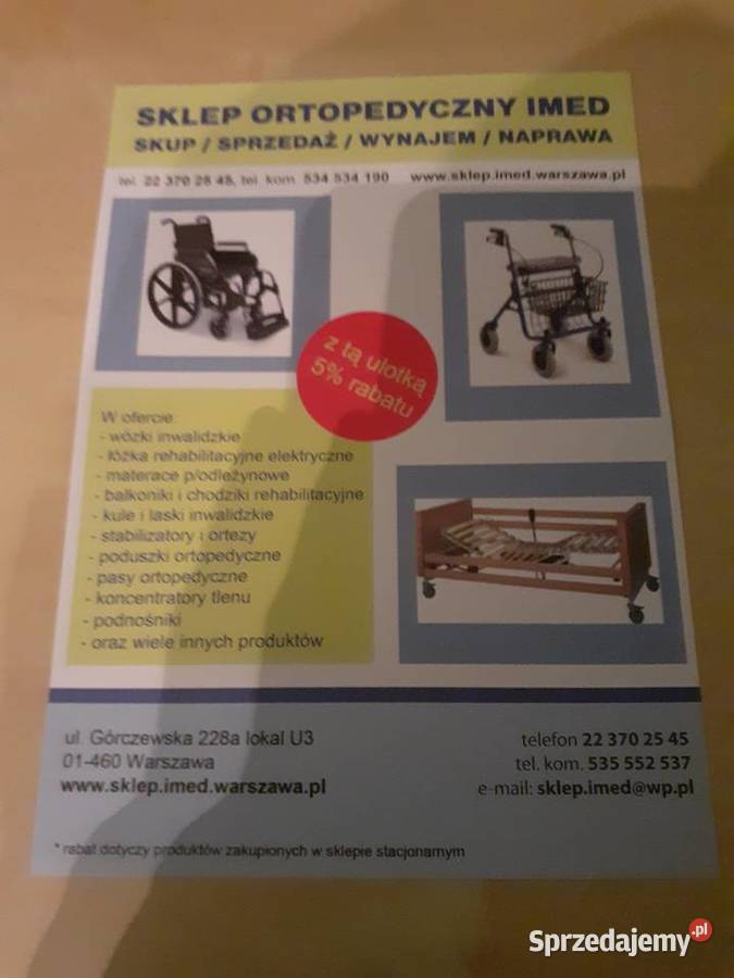 Łóżko Rehabilitacyjne Ortopedyczne Wypożyczalnia Warszawa