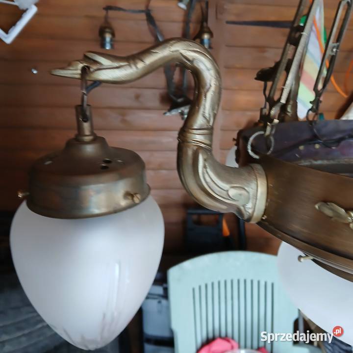 Żyrandol mosiężny 5 punktowy łódzkie Tomaszów Mazowiecki