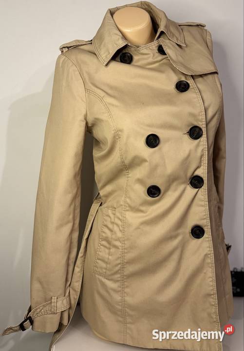Beżowy trencz Stradivarius Rozmiar 36(S) Kurtki i płaszcze Pruszków