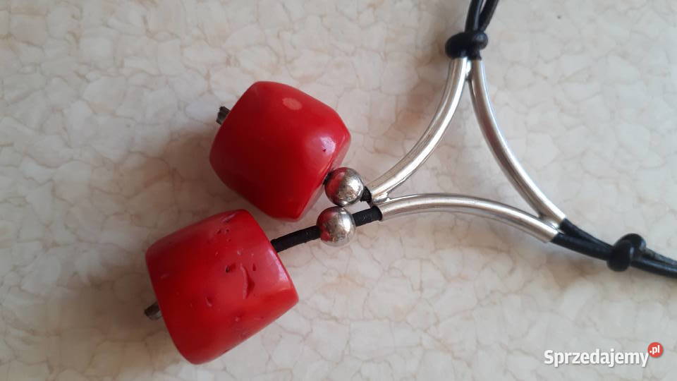 Naszyjnik ze srebra i korala naturalnego srebrne Biżuteria dla Pań