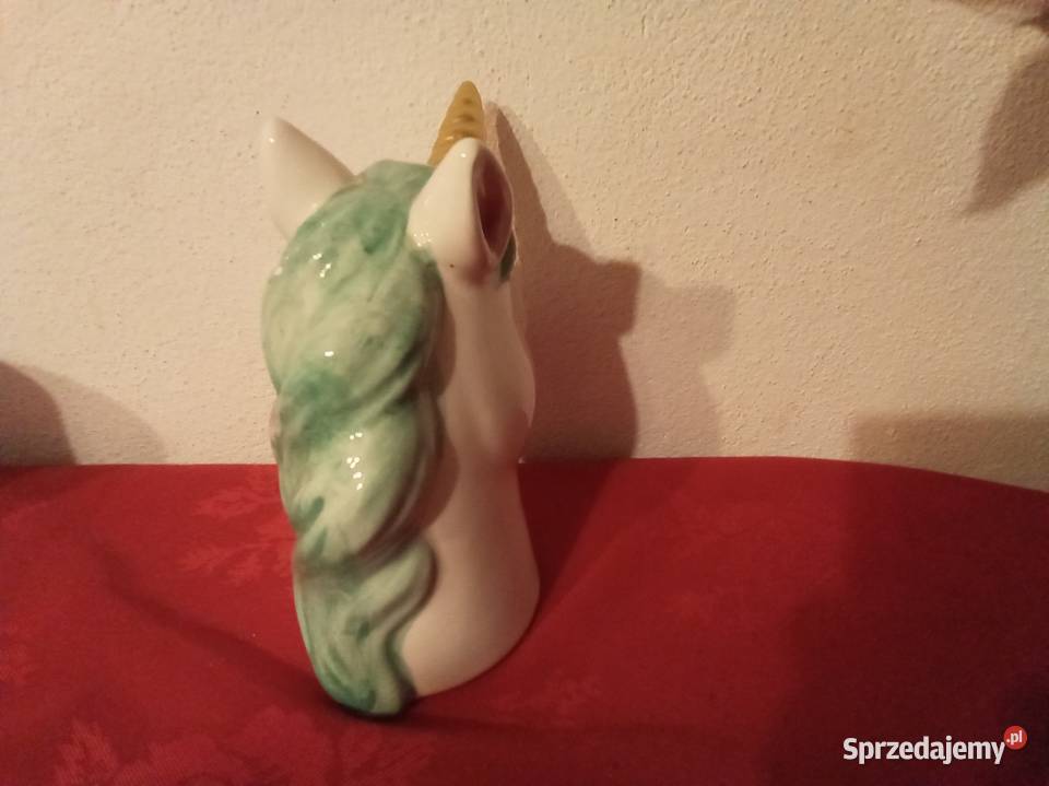 Porcelanowa głowa jednorożca z niebieskimi sprzedam