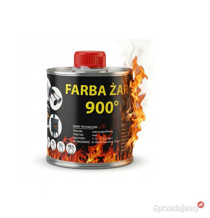 FARBA 05l KOMINKOWA LAKIER ŻAROODPORNA DO Akcesoria i części do kominków Skawina