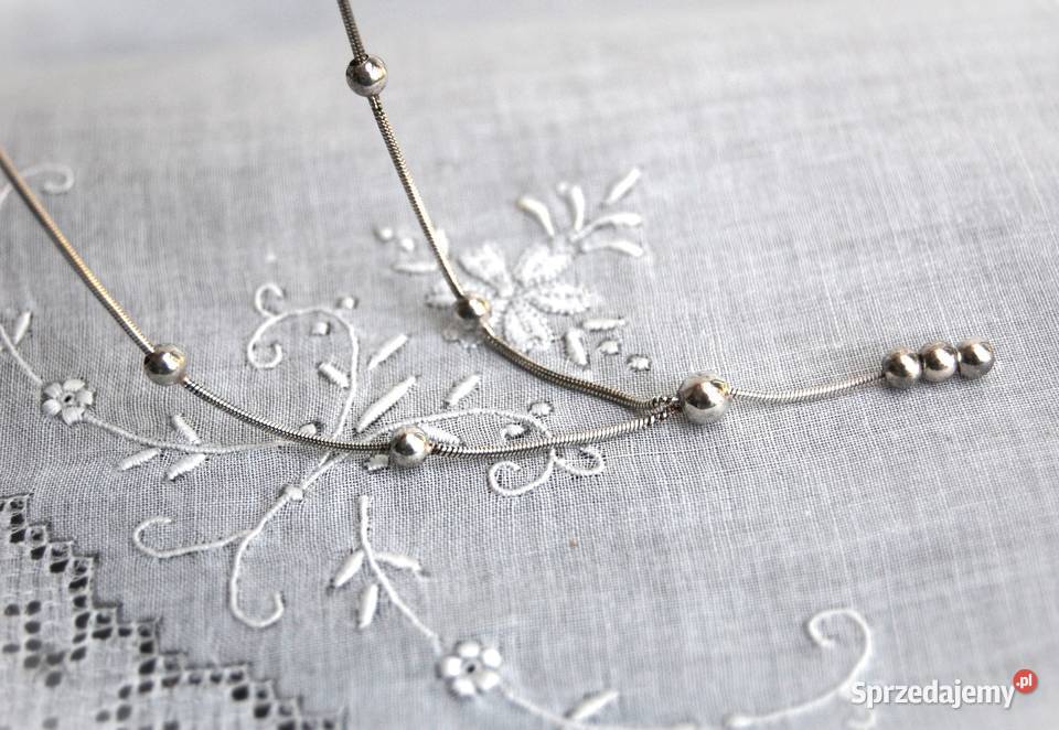 Delikatny srebrny naszyjnik kuleczki srebro pr srebro Lublin