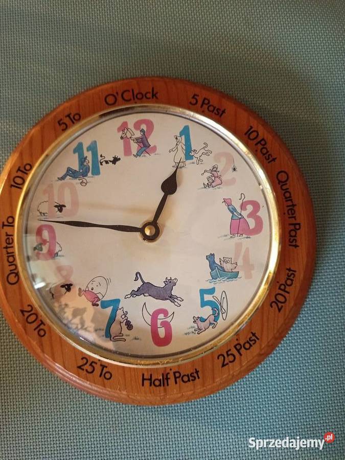 Zegar do nauki angielskiego z prawidłowym opisem ścienny Warszawa