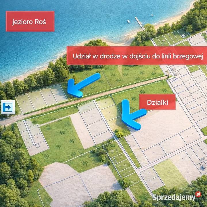 6 działek rekreacyjnych 150 m jeziora Roś Pilchy