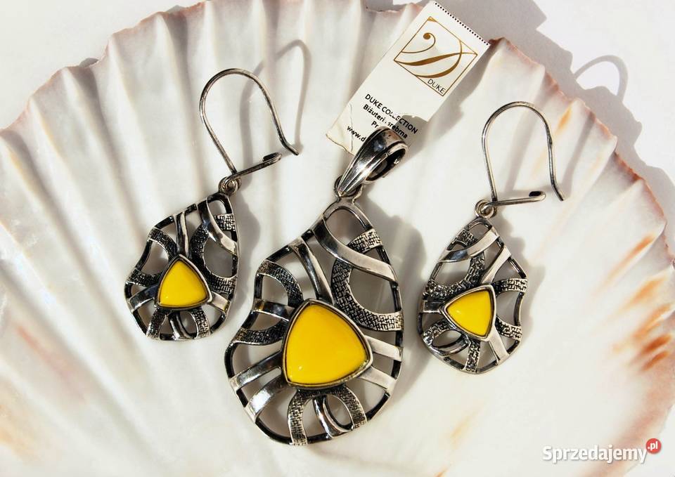 Komplet kolczyki i wisior Duke Collection srebro srebrne Lublin