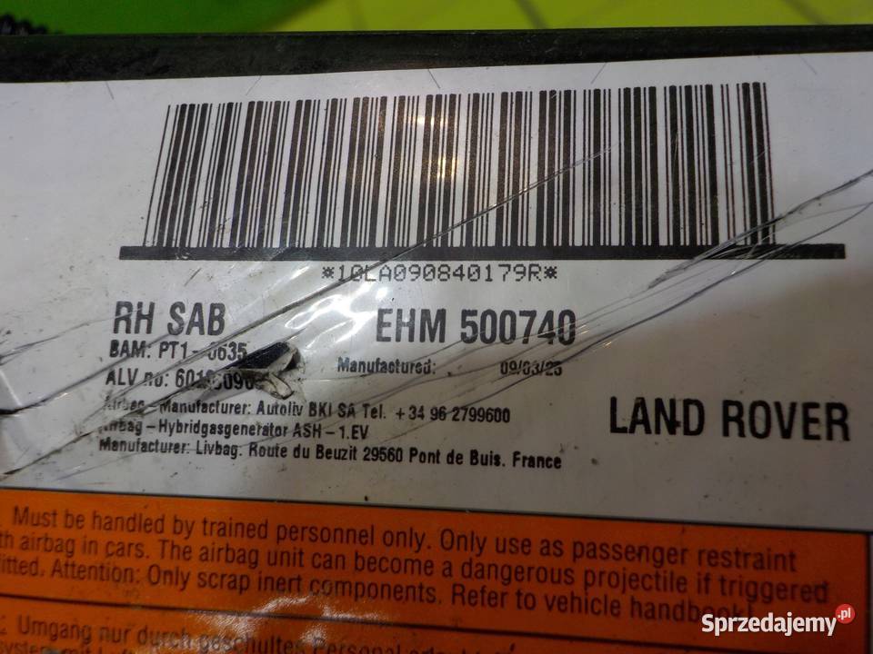 RANGE ROVER SPORT I 09r AIRBAG poduszka fotela osobowe mazowieckie Suków