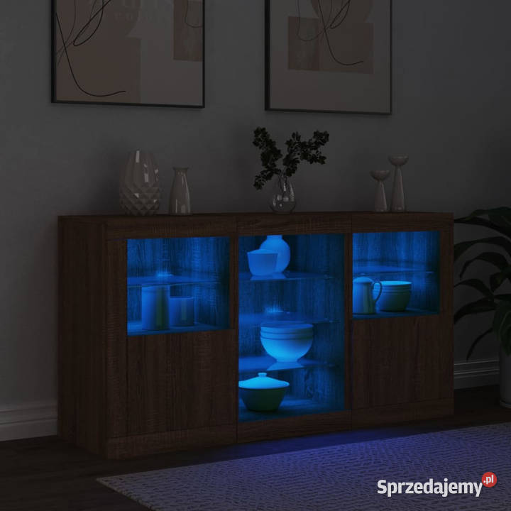 Szafka z oświetleniem LED brązowy dąb 123x37x67 Warszawa