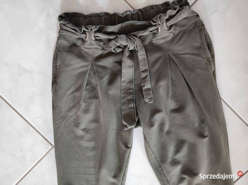 spodnie z wysokim stanem khaki casual bawełniane Kielce