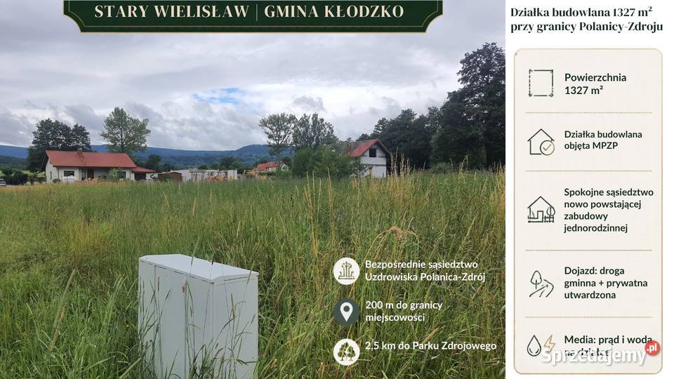 Działka budowlana 1327 m2 Stary Wielisław 43m