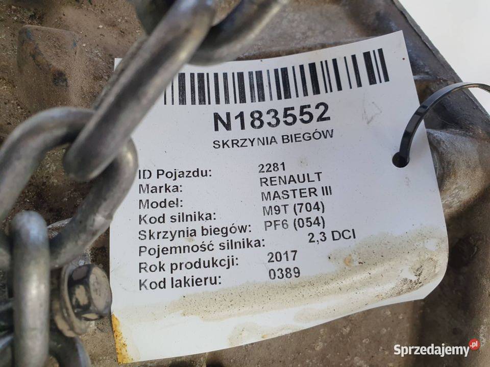 SKRZYNIA BIEGÓW RENAULT MASTER III 320107483R Pozostałe Lipno