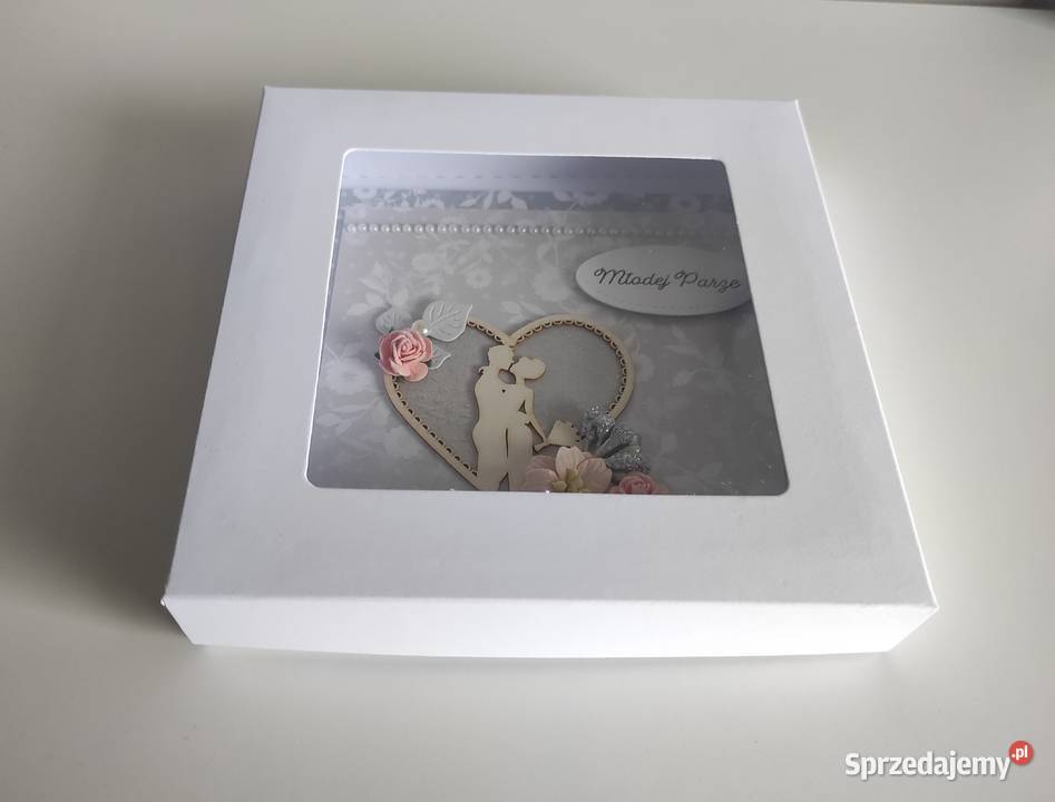 Kartka ręcznie robiona na Ślub z pudełkiem 4 Łódź