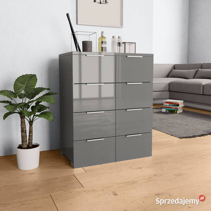 Komoda szara z połyskiem 60x35x80 materiał