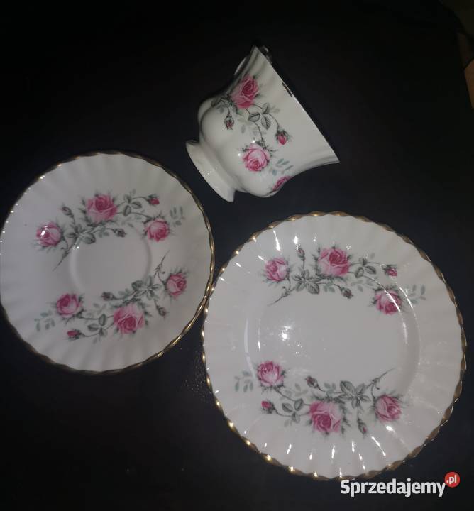 Filiżanka z talerzykiem deserowym roze Anglia Gdańsk sprzedam