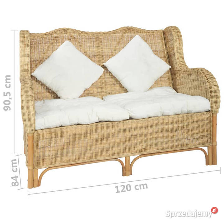 Sofa 2osobowa naturalny rattan i len WM325466