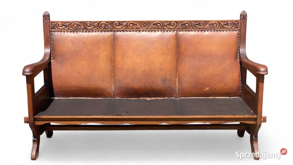 Stary dębowy komplet wypoczynkowy skóra Gryfice