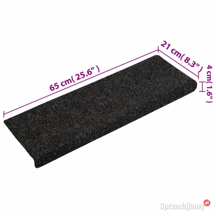 Nakładki na schody 15 igłowane 65x21x4 czarne