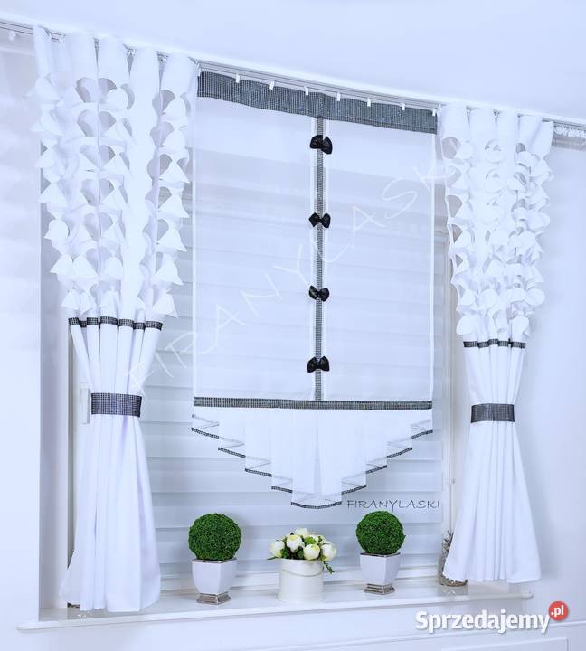 Zestaw do okna panel i zasłony FIRANKI Firany Łomża
