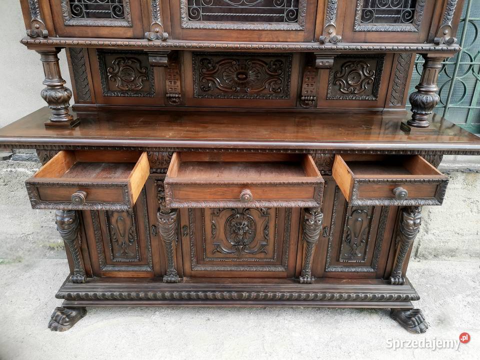 Kunsztowny kredens neorenesans włoski antyk Wałbrzych