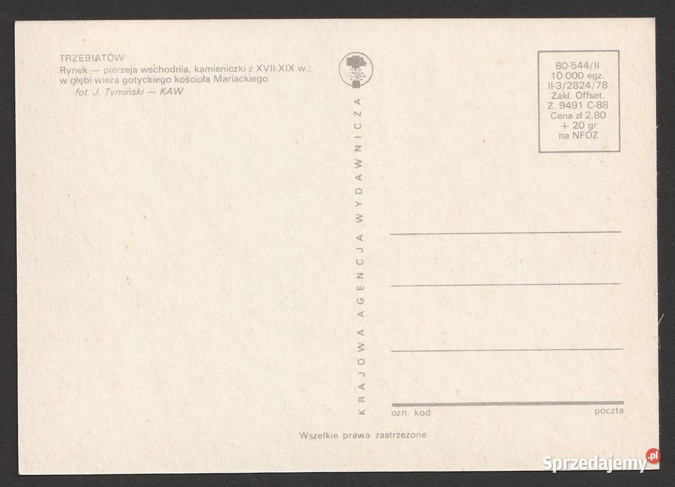 TRZEBIATÓW RYNEK 1978 BEZ OBIEGU łódzkie Łódź sprzedam