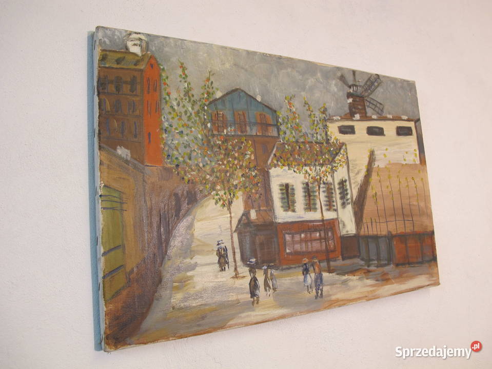 Obraz olejny na płótnie miasto drzewa ludzie Malarstwo Olkusz