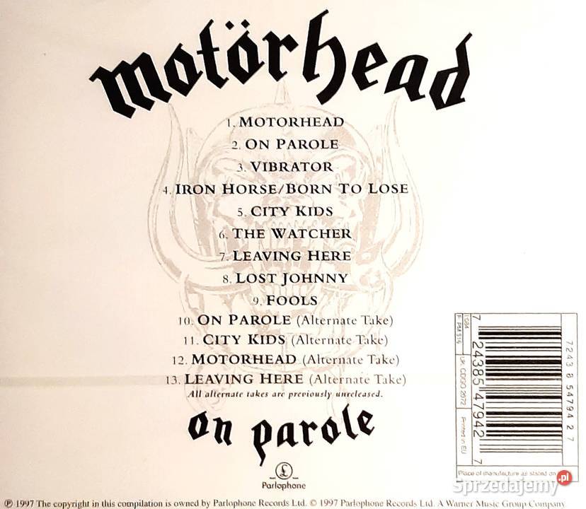 Kultowy Album CD CD MOTORHEAD Album ON PAROLE metal mazowieckie Legionowo