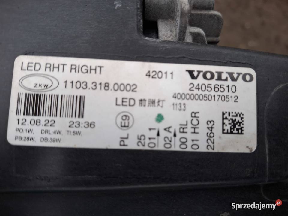 VOLVO FH5 REFLEKTOR PRAWY FULL LED LAMPA PRAWA Lampy przednie Bieleń