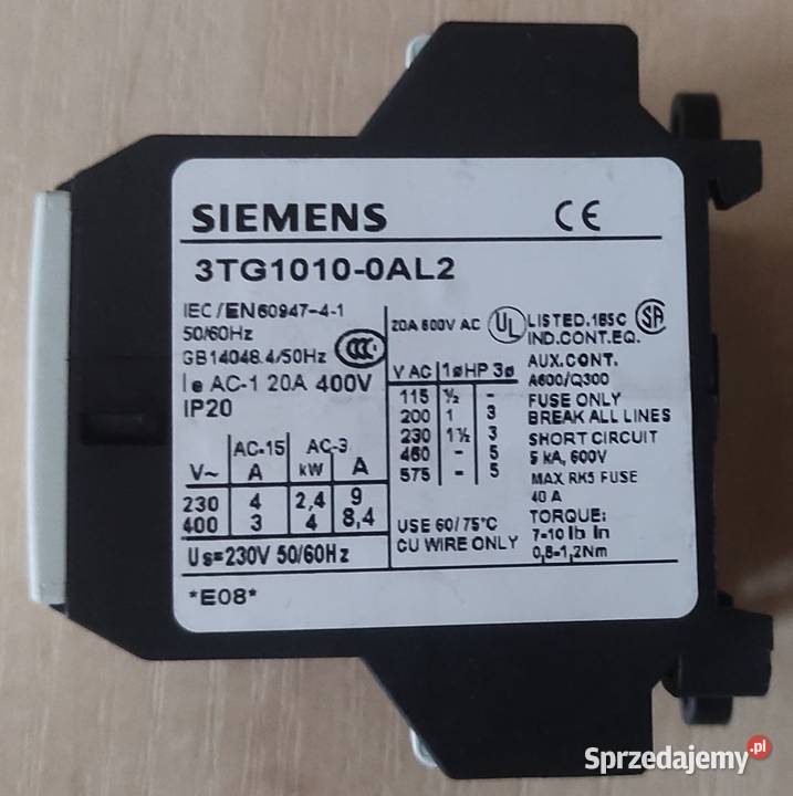 stycznik SIEMENS 4biegunowy 3TG10100AL2 230V AC