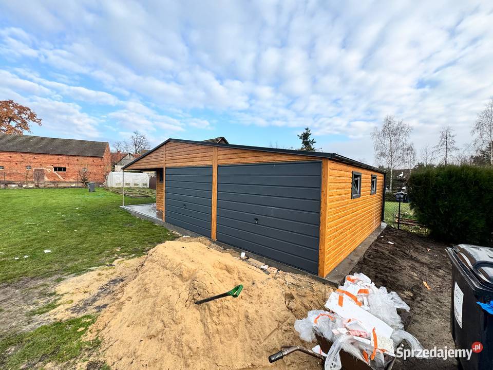 Garaż blaszany 4x7 producent montaż czarny złoty Leszno