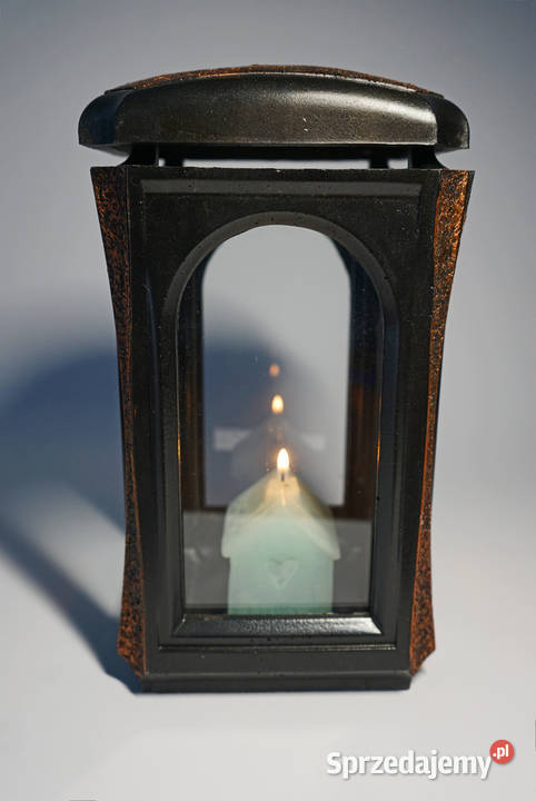 Czarno miedziany znicz żywiczny lampion retro Częstochowa