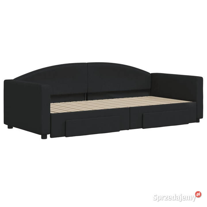Sofa rozsuwana z szufladami czarna tkanina Warszawa