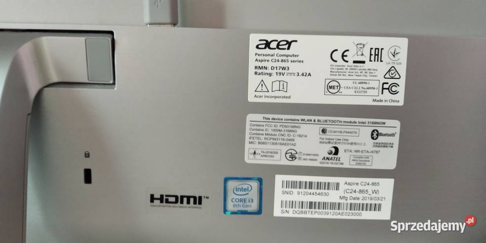 Komputer Acer All In One AIO Klasy Core i3 Pozostałe Lubin