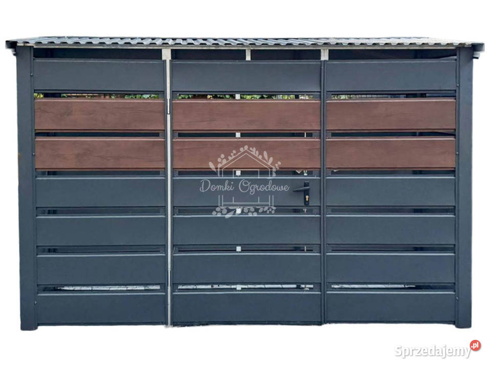 Wiata śmietnikowa 3x1m furtka ciemny orzech warmińsko-mazurskie Dobre Miasto