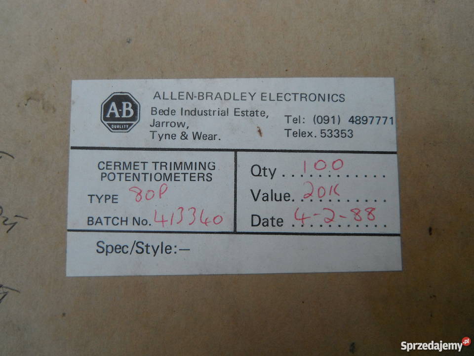 Potencjometr precyzyjny 20K montażowy mazowieckie Barak