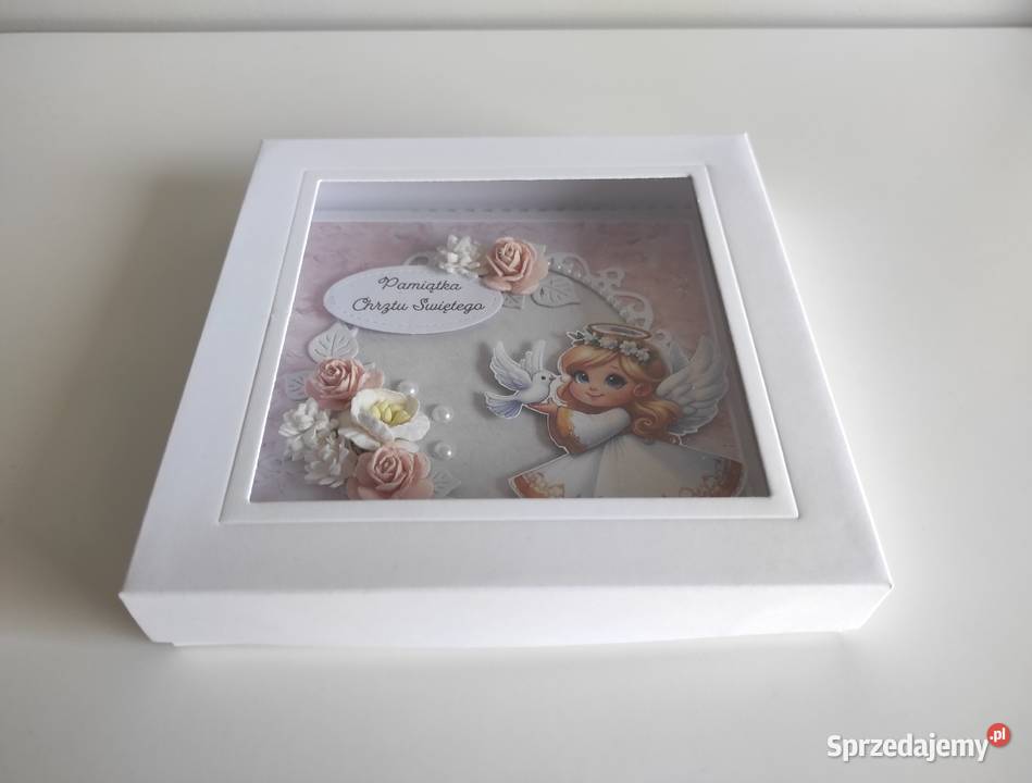 Kartka w pudełku ręcznie robiona na Chrzest Rękodzieło łódzkie Łódź