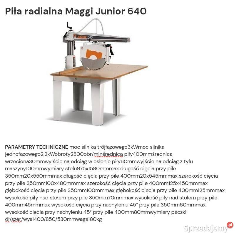 mało używana Piła radialna Junior CX MJ 640 MJ małopolskie Nawojowa