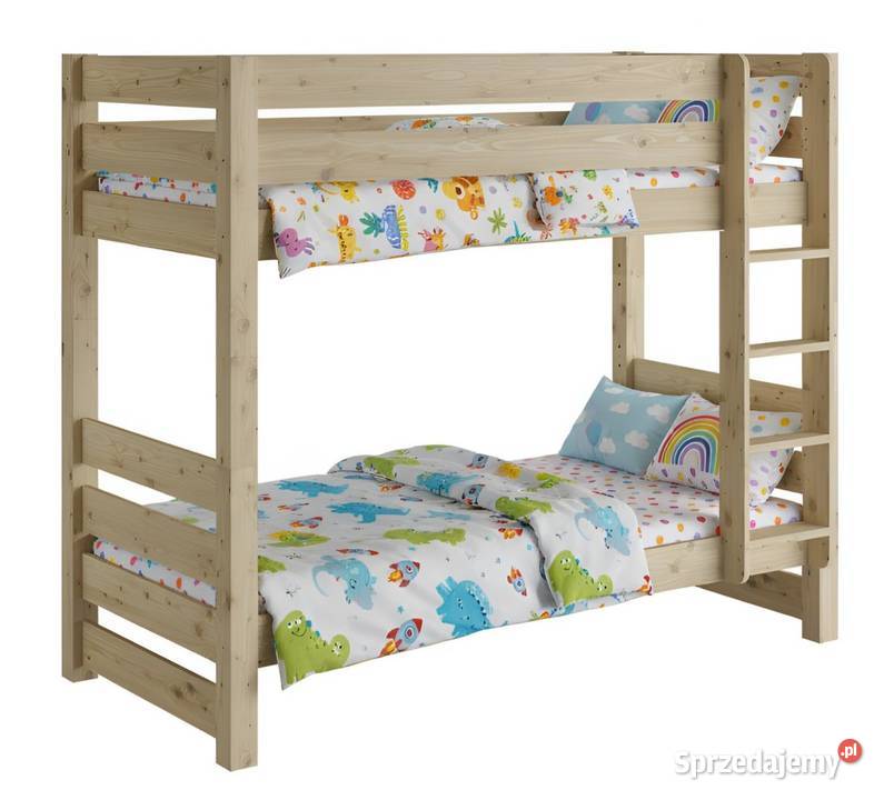 Łóżko piętrowe z litego drewna 2 materace 210cm Szubin