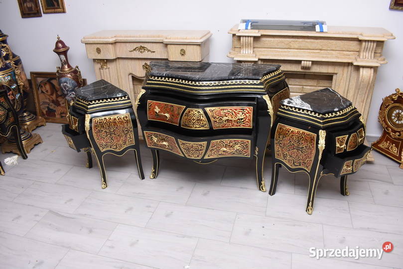Komplet Boulle komoda 2 Szafki Marmur Kraków